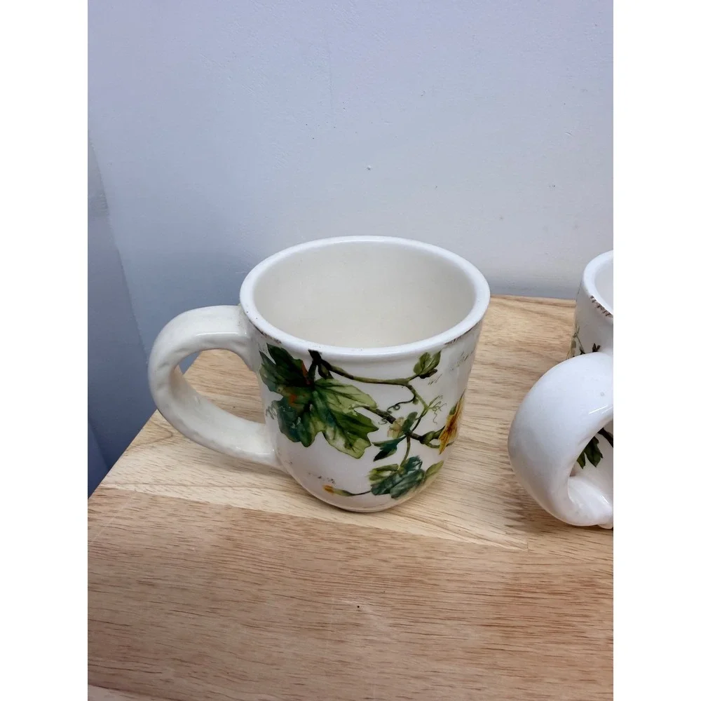 Pier 1 Imports Pumpkin Patch Ironstone Mugs Set of 5 Fall Harvest Coffee Cups#68
